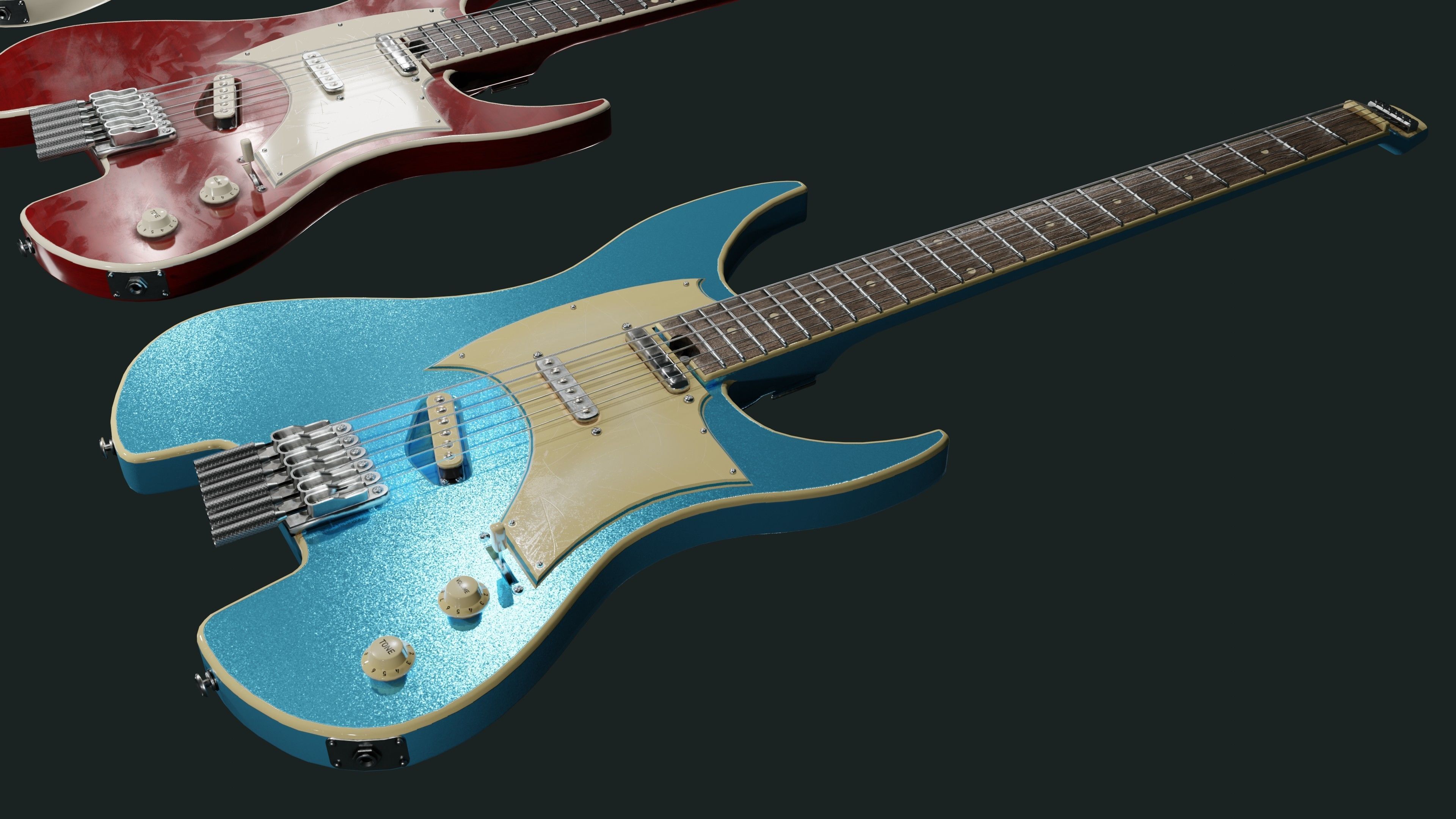 Headless Guitar Low-poly 3D model_16
