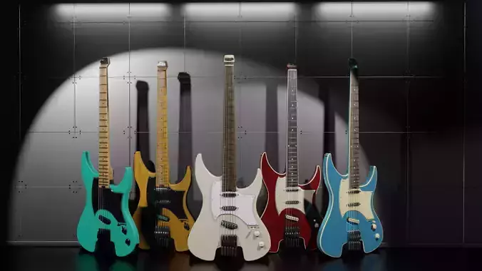 Headless Guitar Low-poly 3D model