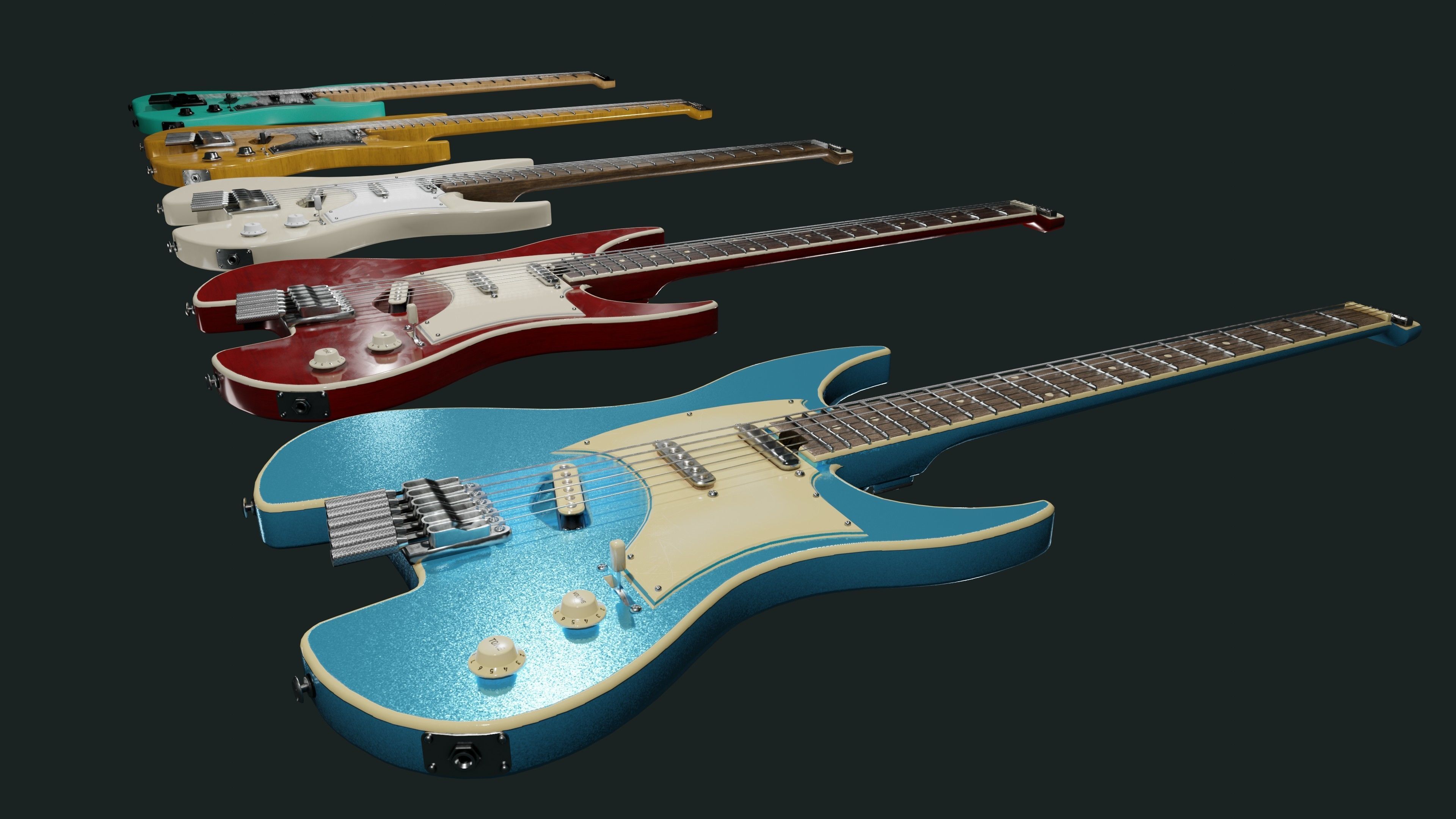 Headless Guitar Low-poly 3D model_28