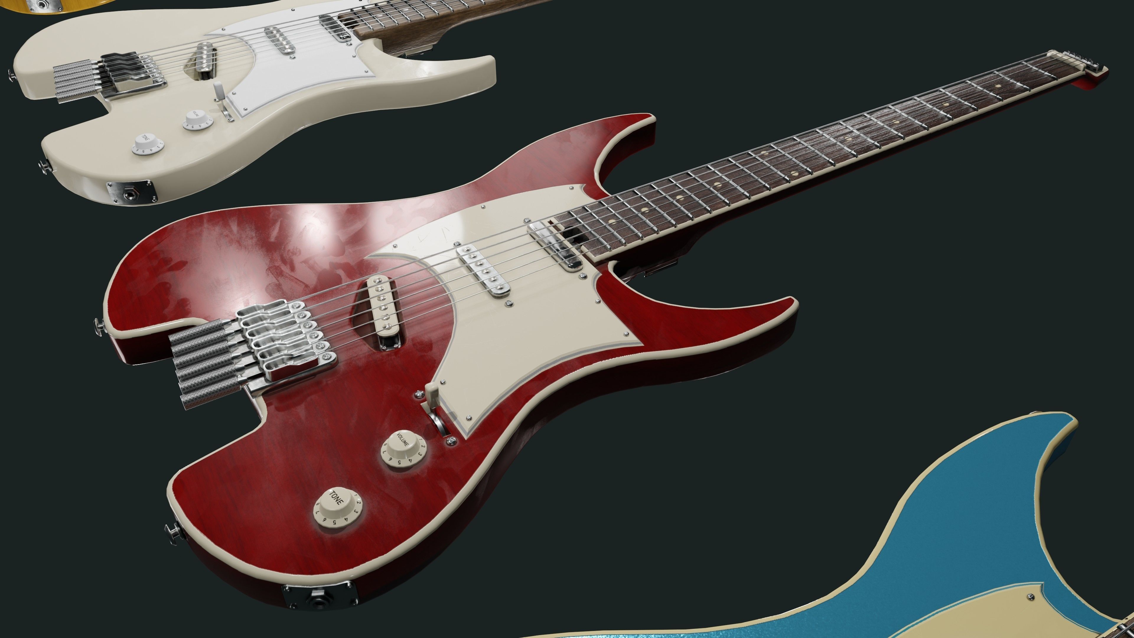 Headless Guitar Low-poly 3D model_15