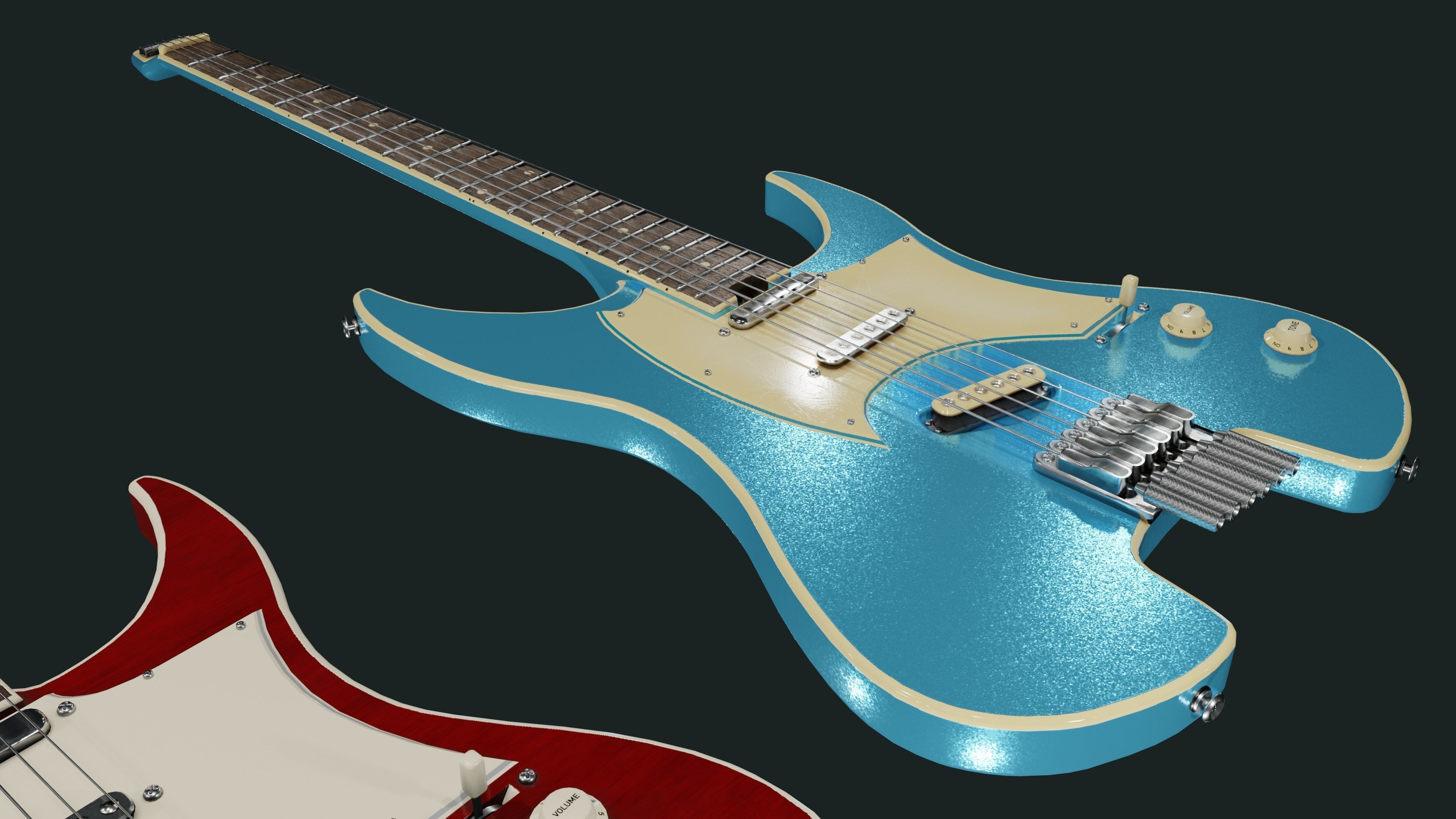 Headless Guitar Low-poly 3D model_21