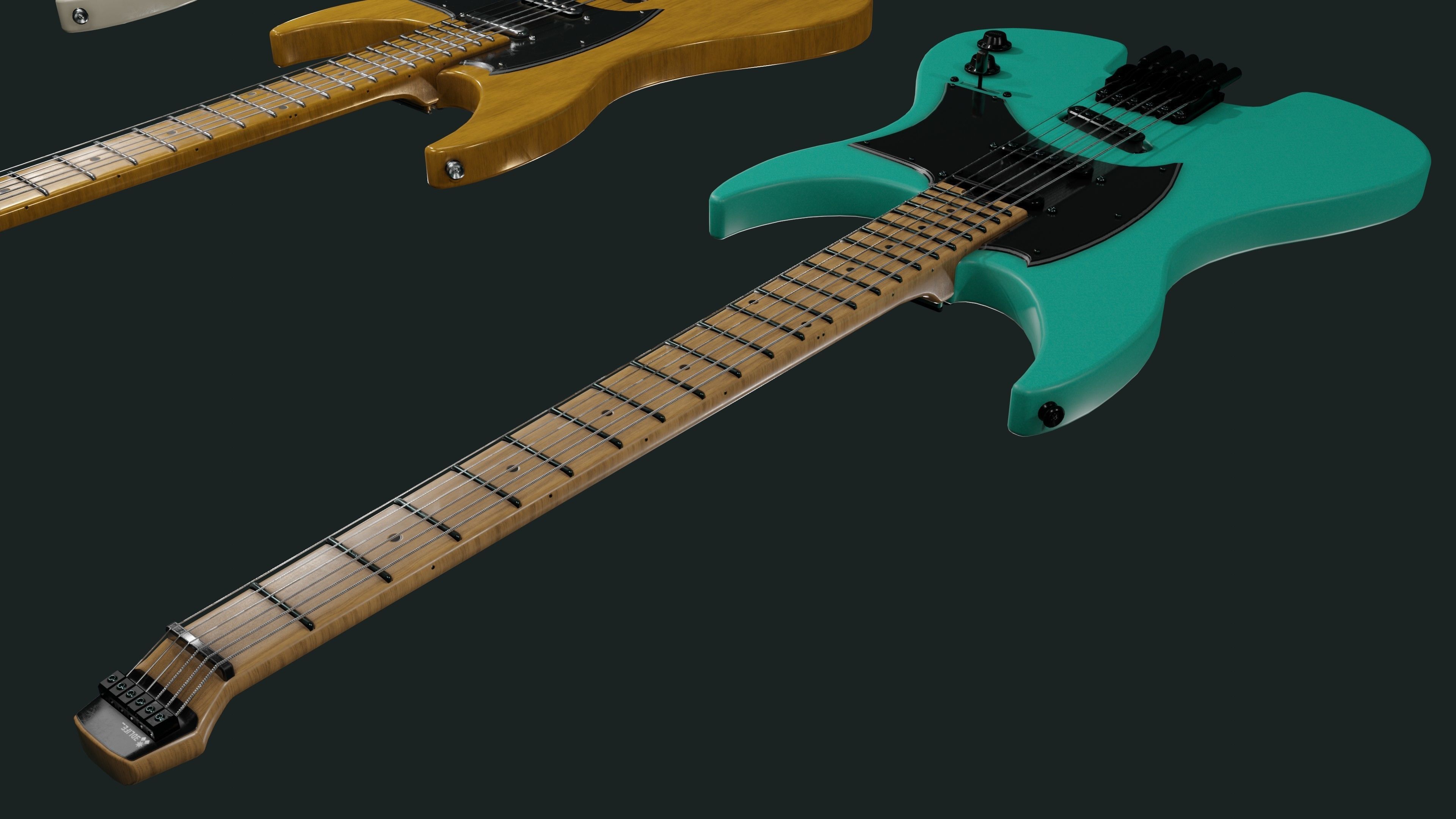 Headless Guitar Low-poly 3D model_7