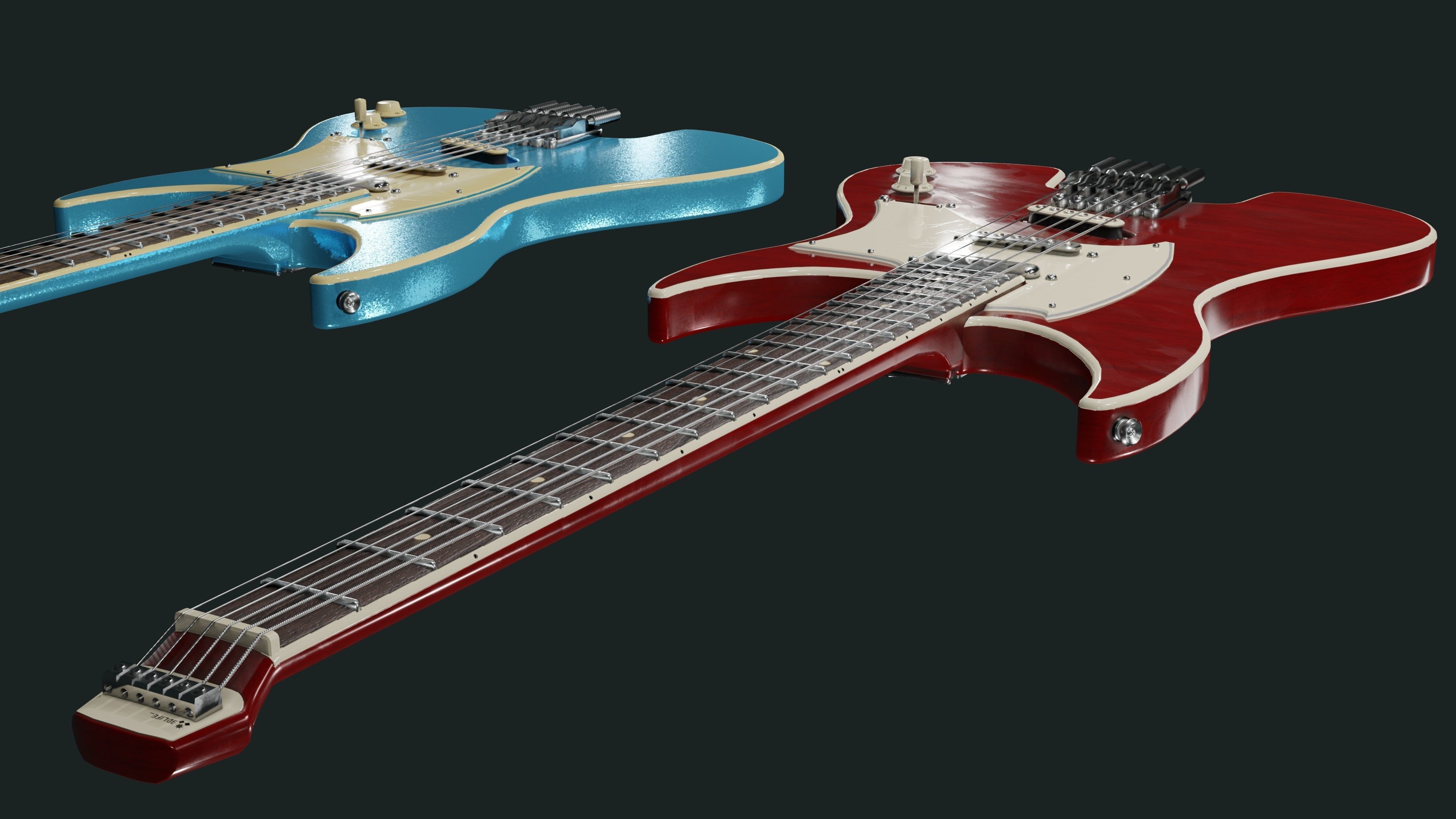 Headless Guitar Low-poly 3D model_10