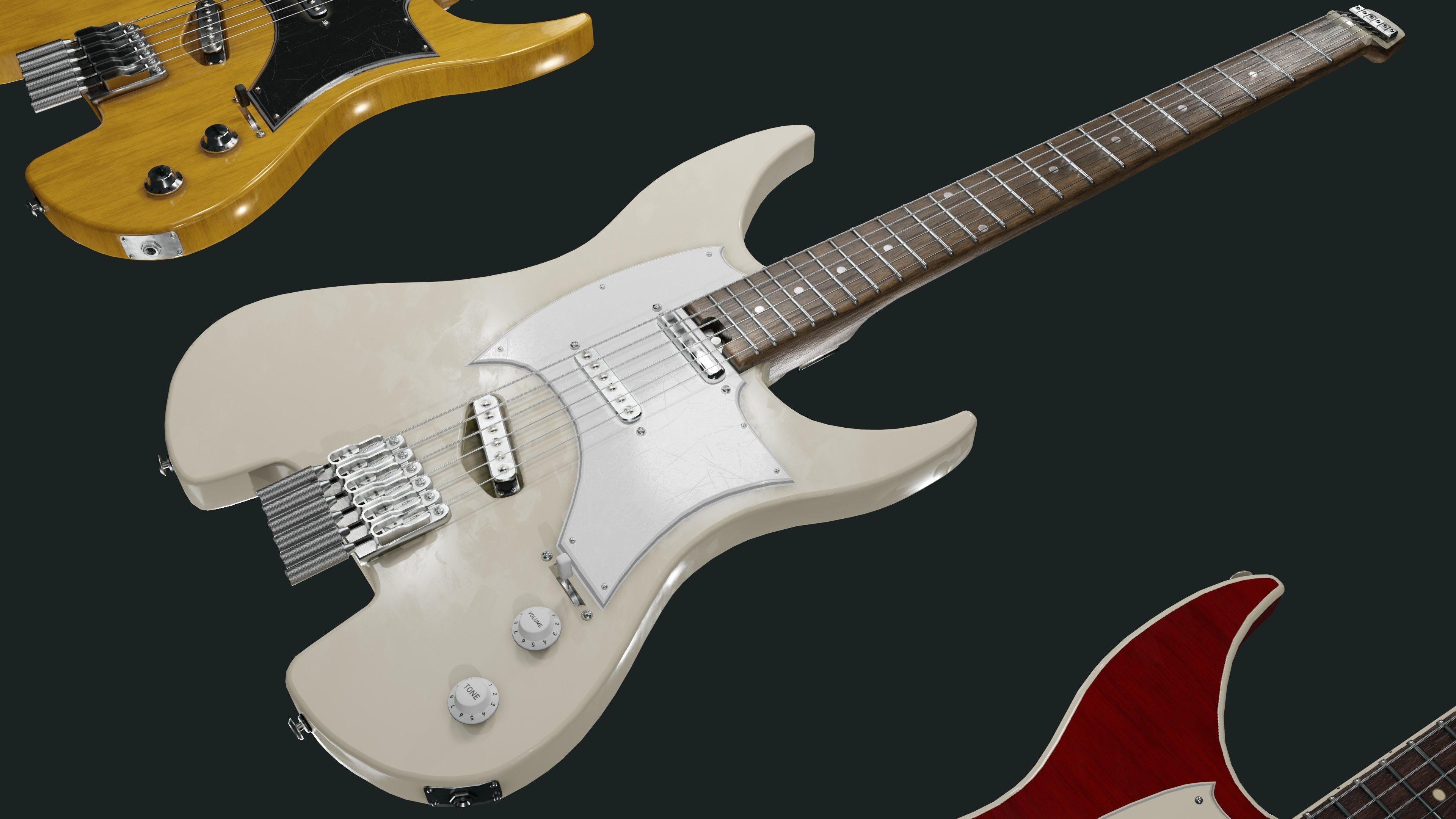 Headless Guitar Low-poly 3D model_14