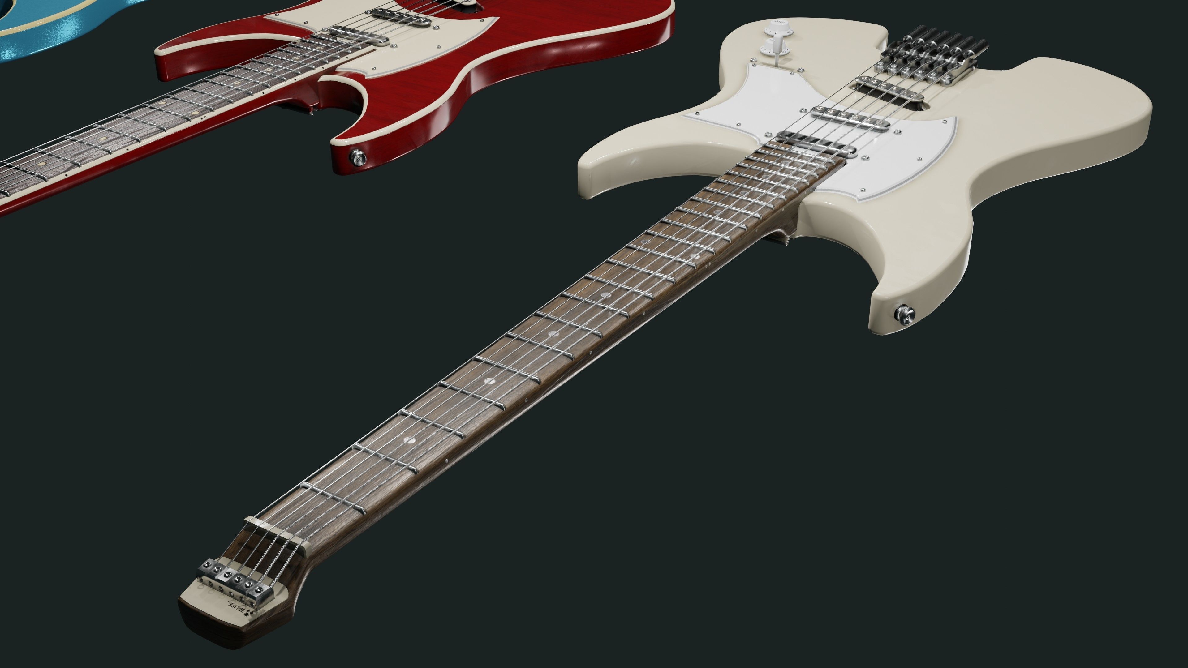 Headless Guitar Low-poly 3D model_9