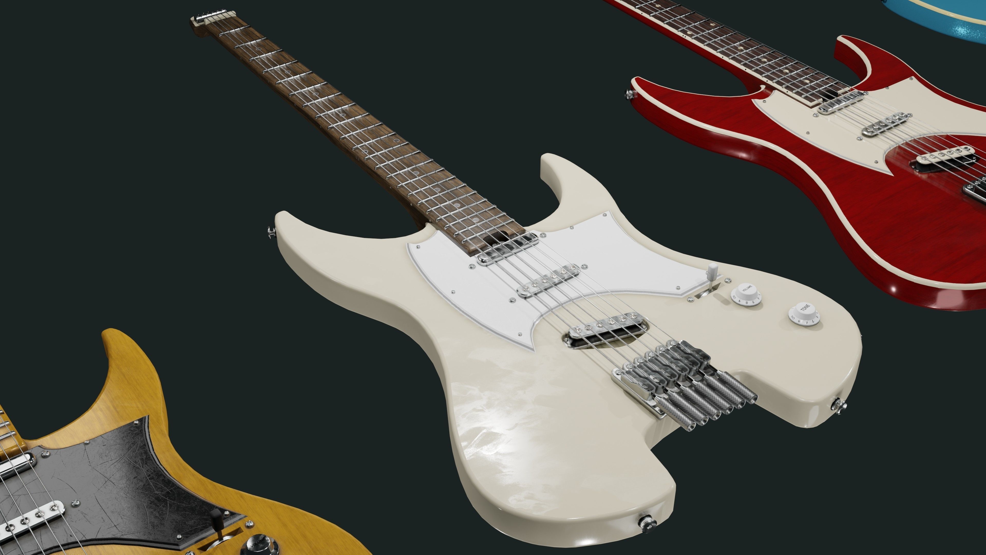 Headless Guitar Low-poly 3D model_19