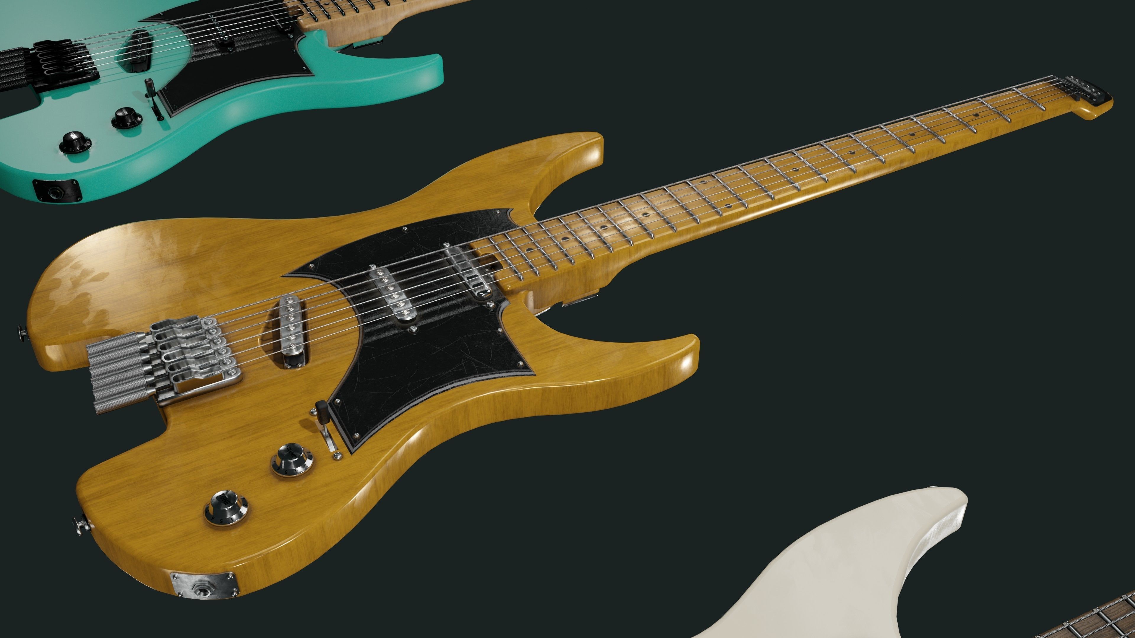 Headless Guitar Low-poly 3D model_13