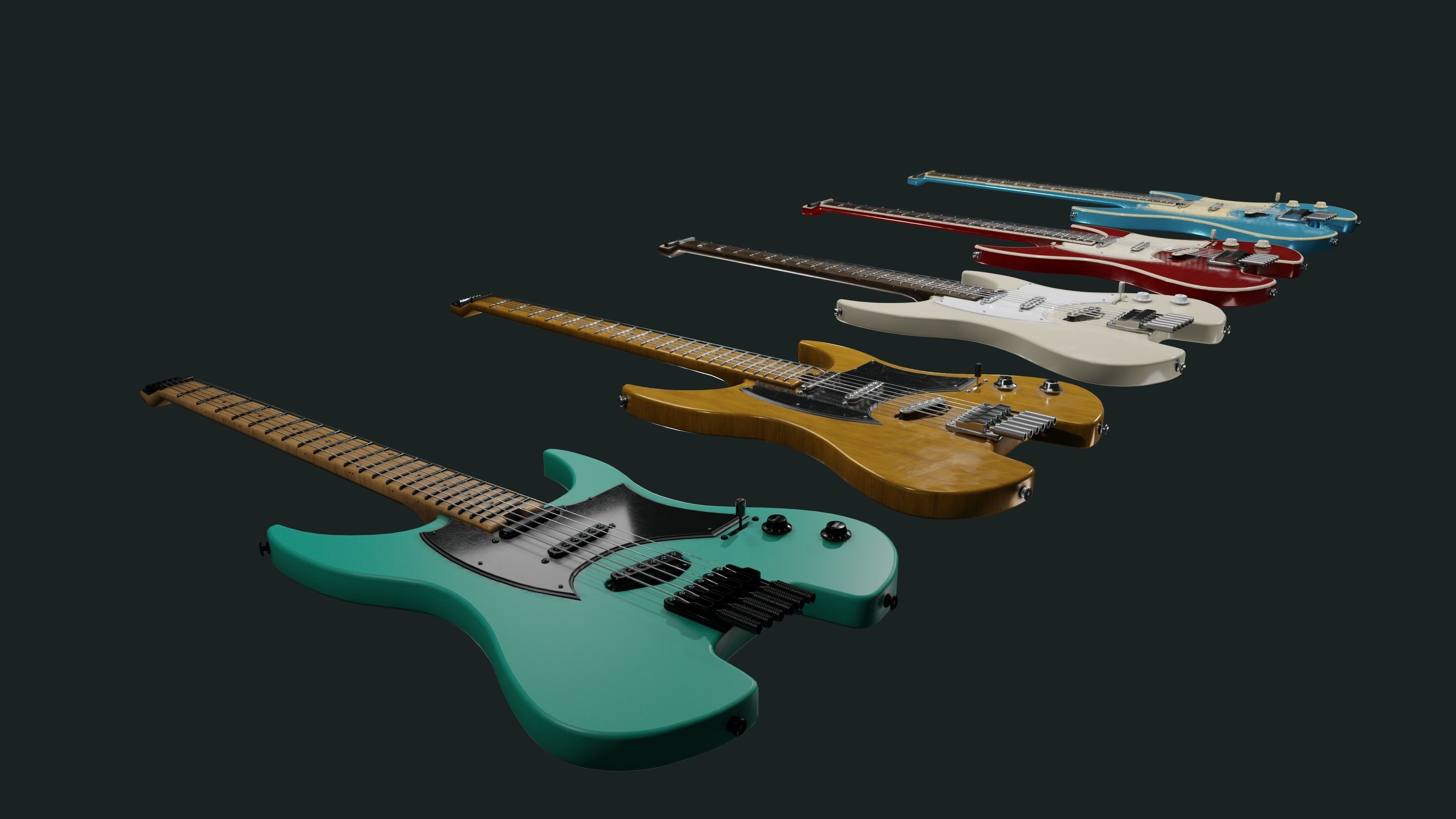Headless Guitar Low-poly 3D model_27