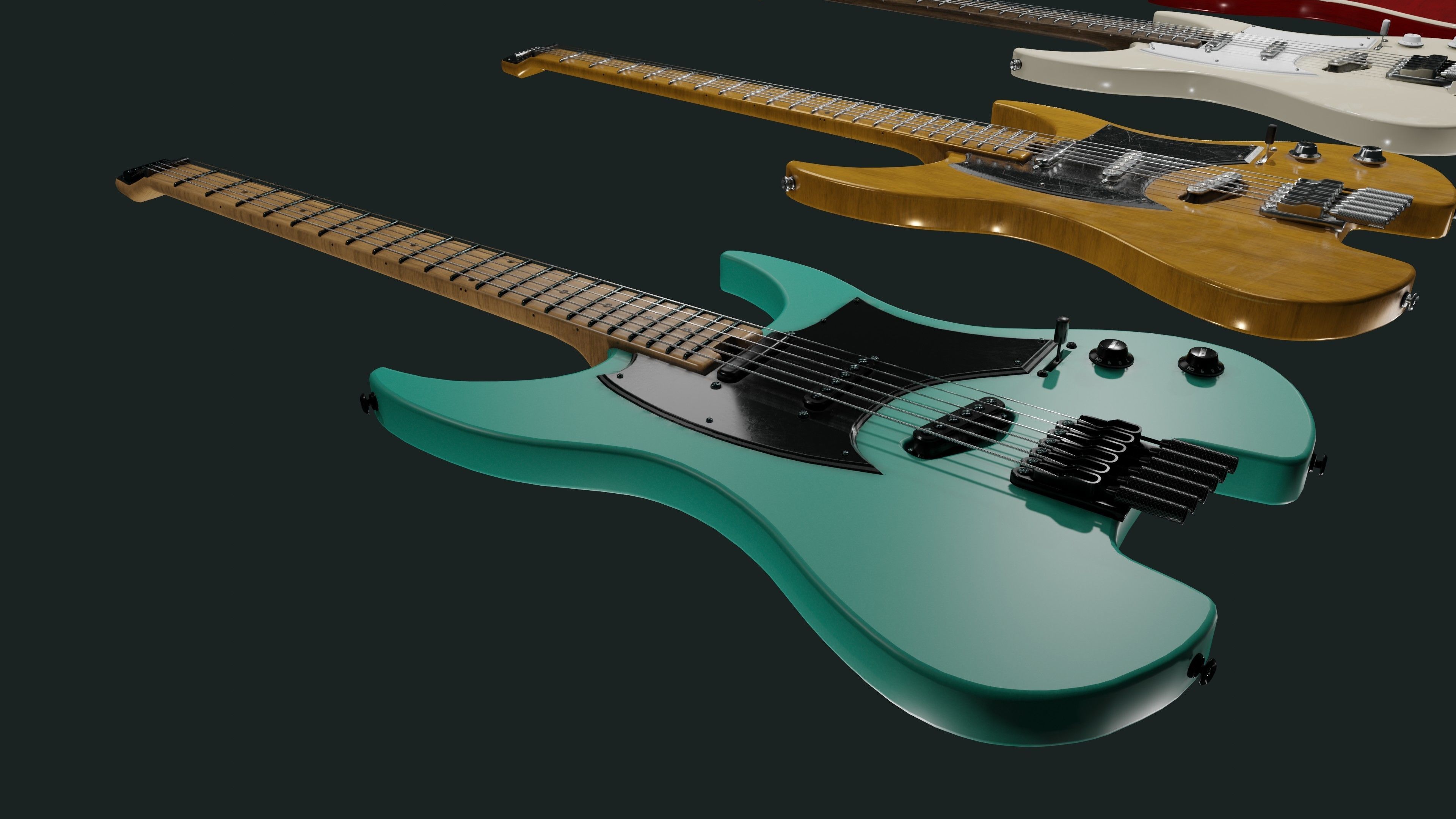 Headless Guitar Low-poly 3D model_17