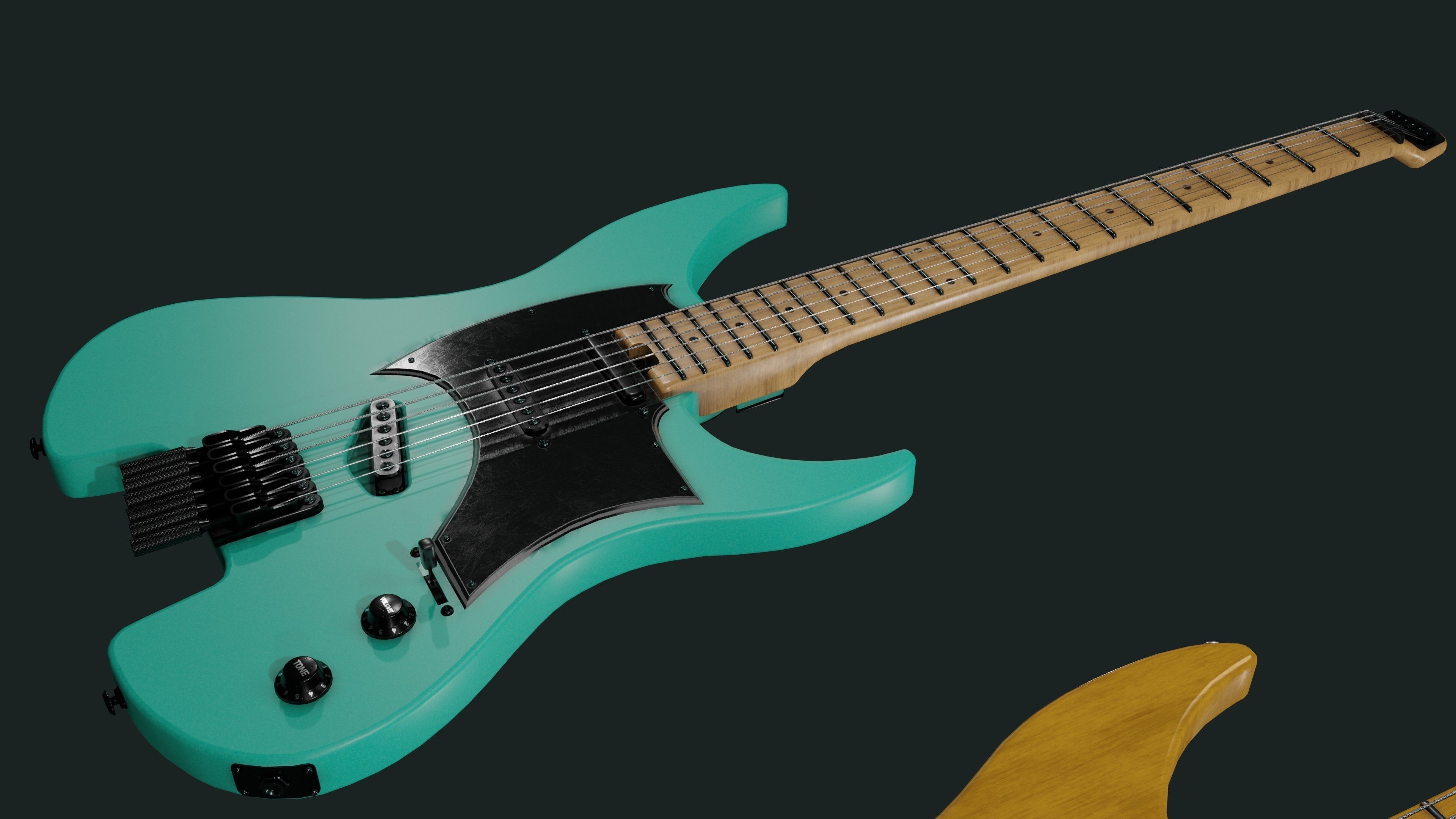 Headless Guitar Low-poly 3D model_12