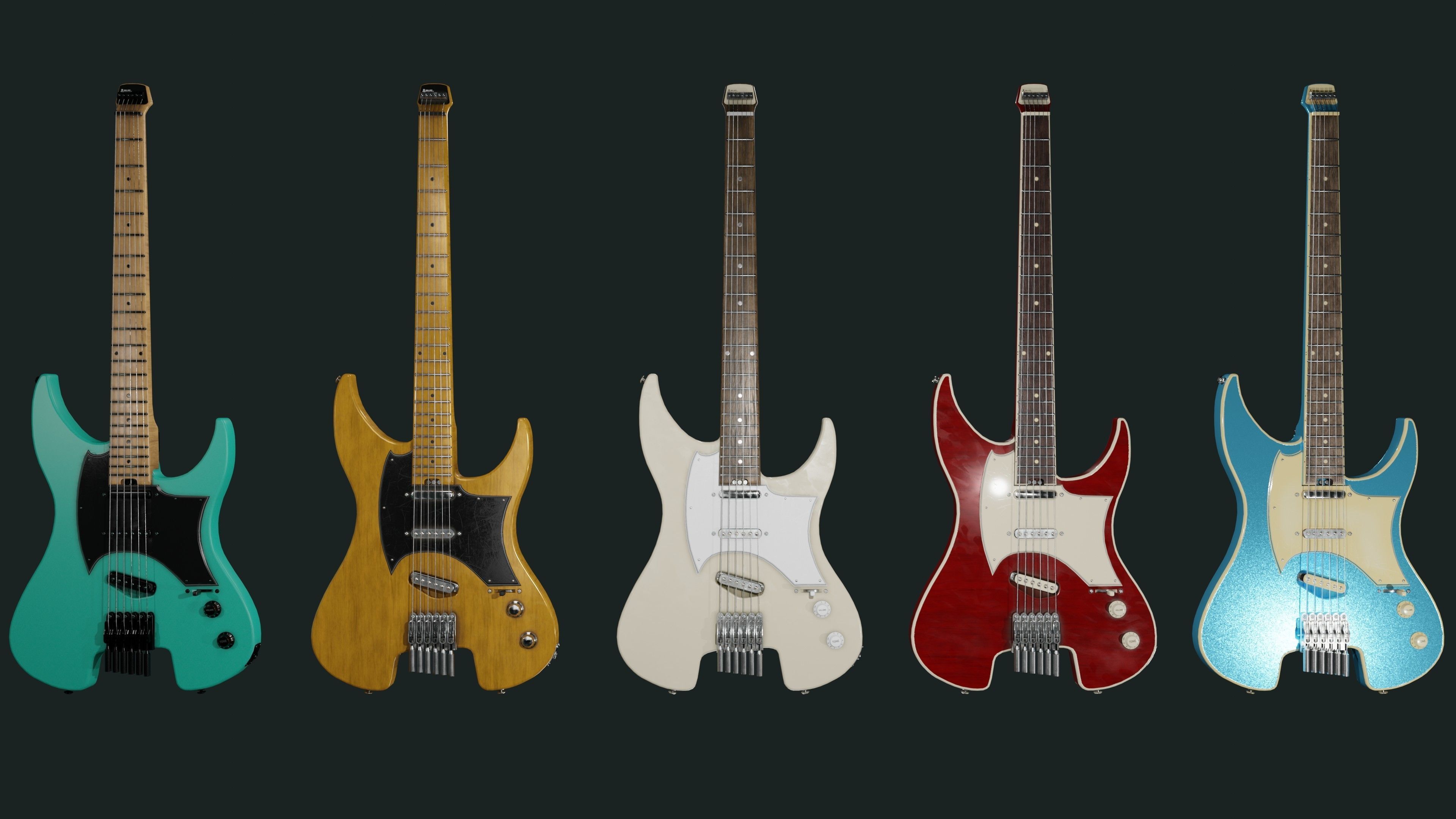 Headless Guitar Low-poly 3D model_30