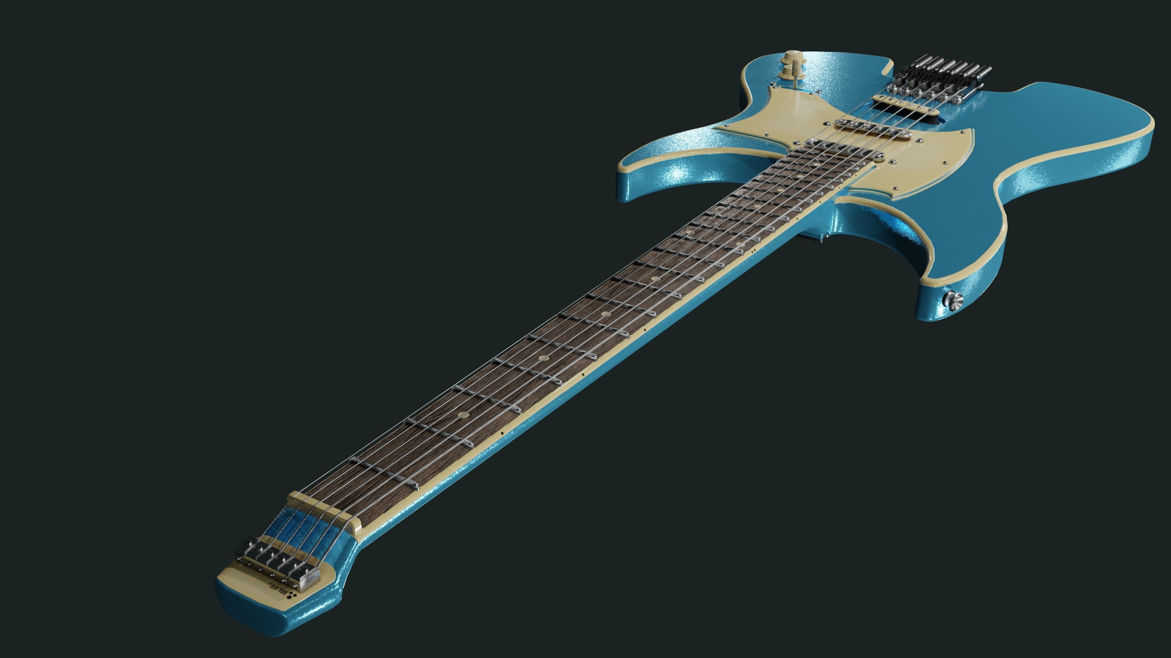 Headless Guitar Low-poly 3D model_11