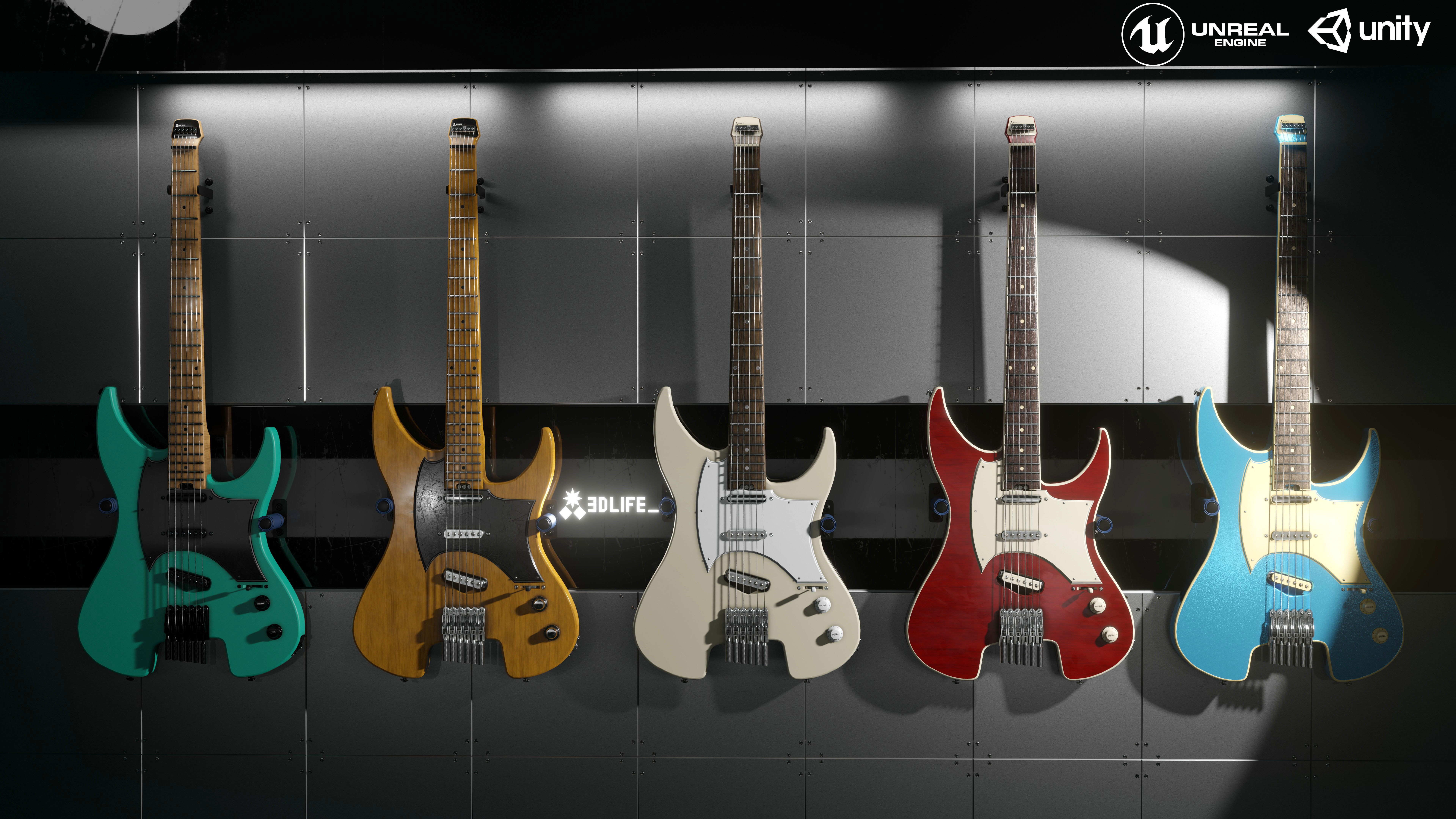 Headless Guitar Low-poly 3D model_35