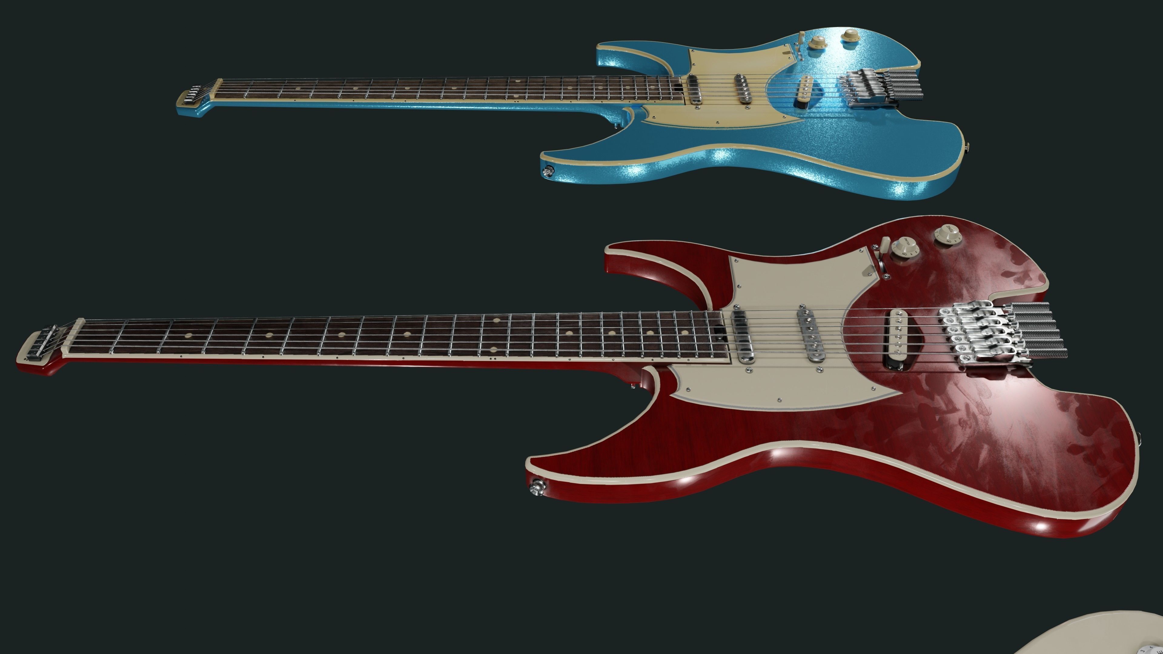 Headless Guitar Low-poly 3D model_20