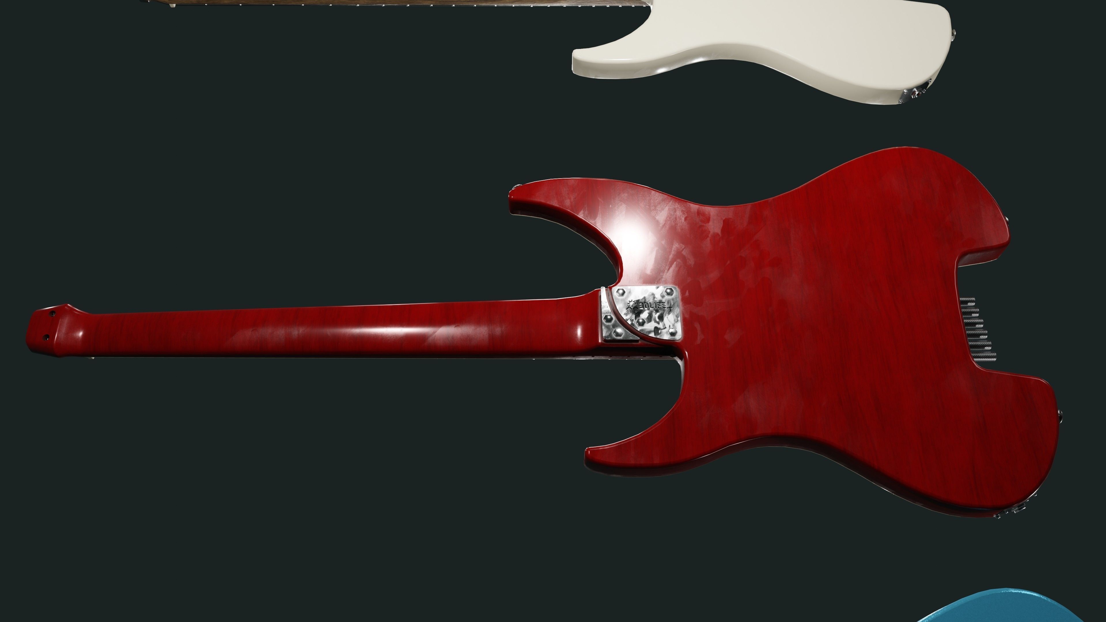 Headless Guitar Low-poly 3D model_25