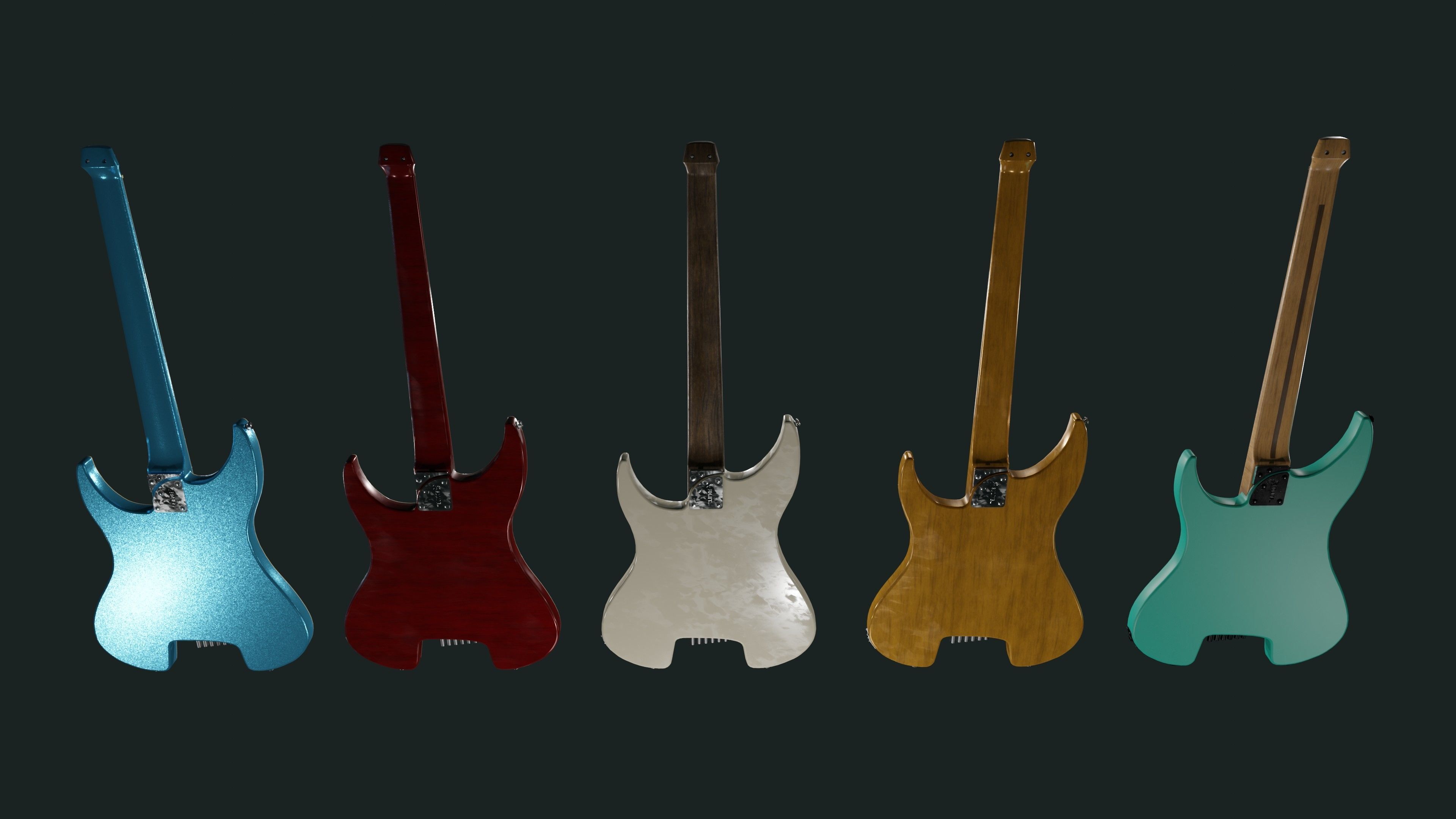 Headless Guitar Low-poly 3D model_29