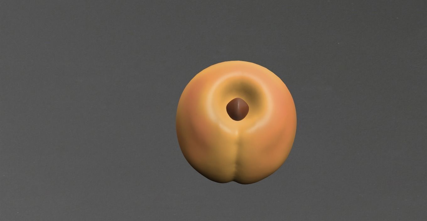 Apricot coffee bean Low-poly 3D model_7