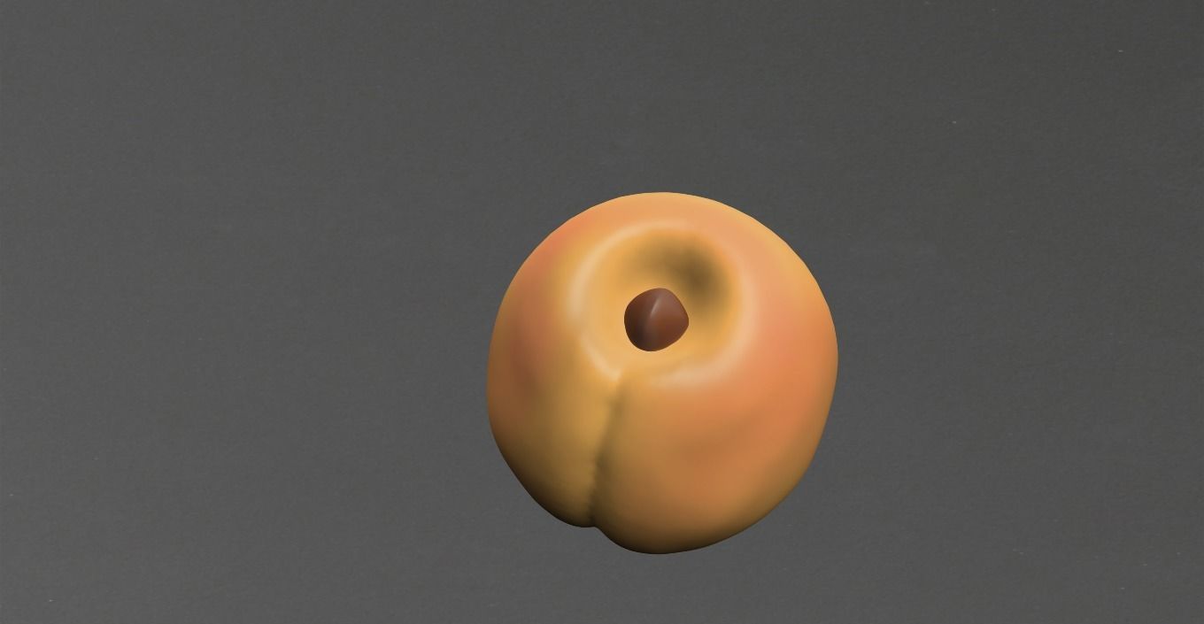 Apricot coffee bean Low-poly 3D model_6