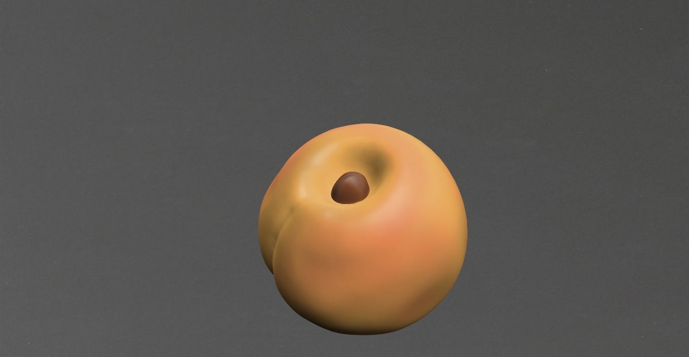 Apricot coffee bean Low-poly 3D model_3