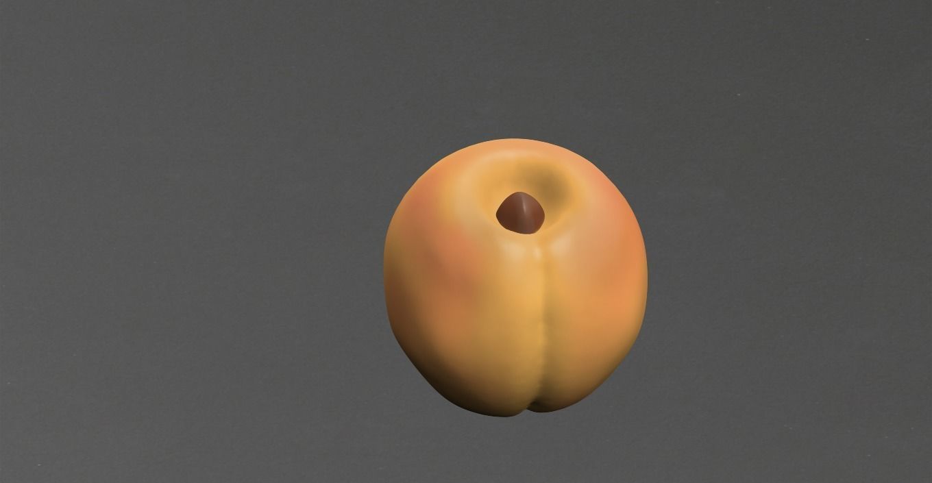 Apricot coffee bean Low-poly 3D model_8