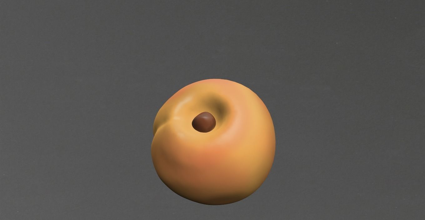 Apricot coffee bean Low-poly 3D model_2