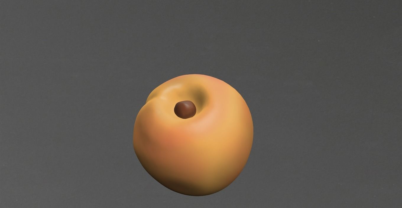 Apricot coffee bean Low-poly 3D model_1