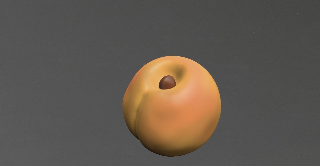 Apricot coffee bean Low-poly 3D model_4