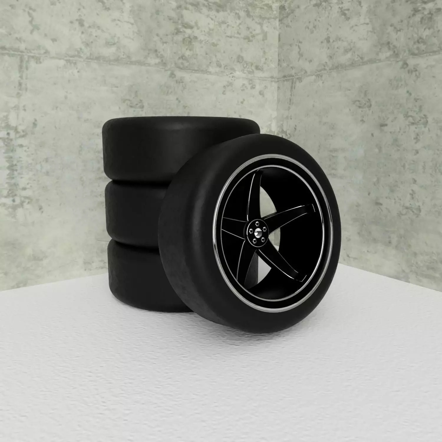 Wheels set of and rims 3D model_0