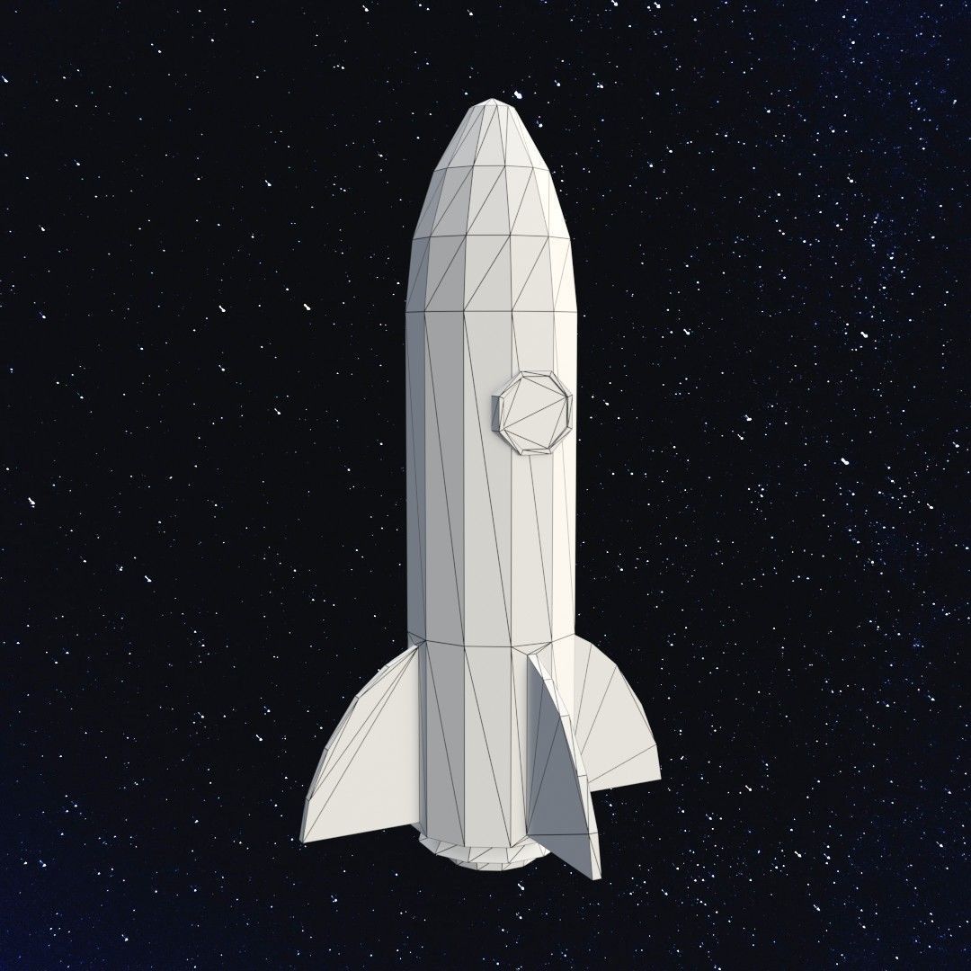 Space rocket Low-poly 3D model_11