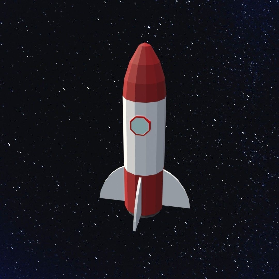 Space rocket Low-poly 3D model_5