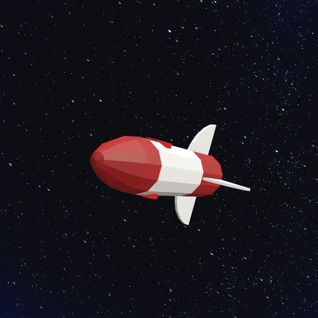 Space rocket Low-poly 3D model_7