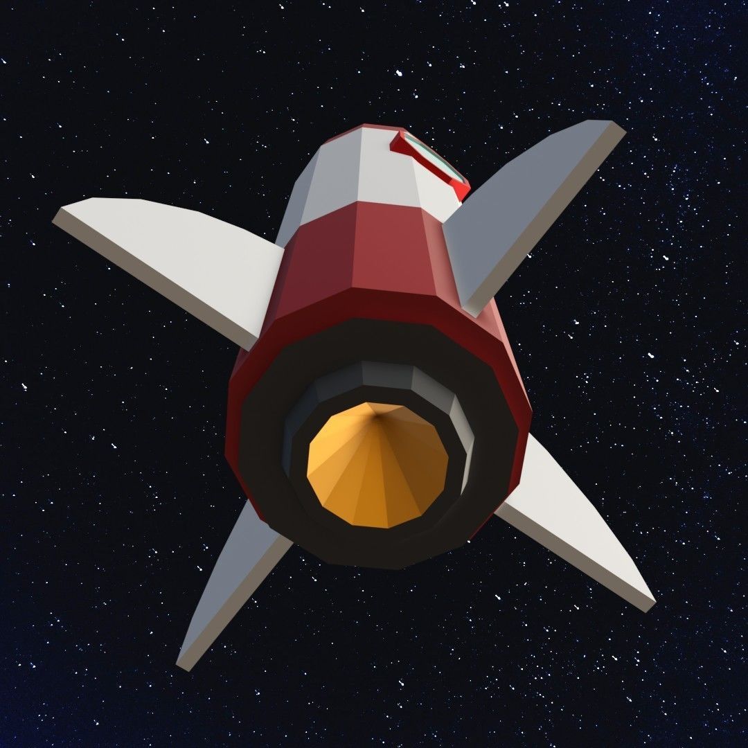 Space rocket Low-poly 3D model_10