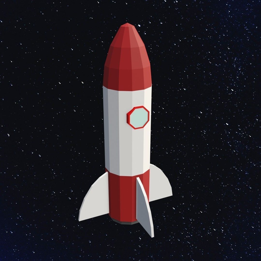 Space rocket Low-poly 3D model_2