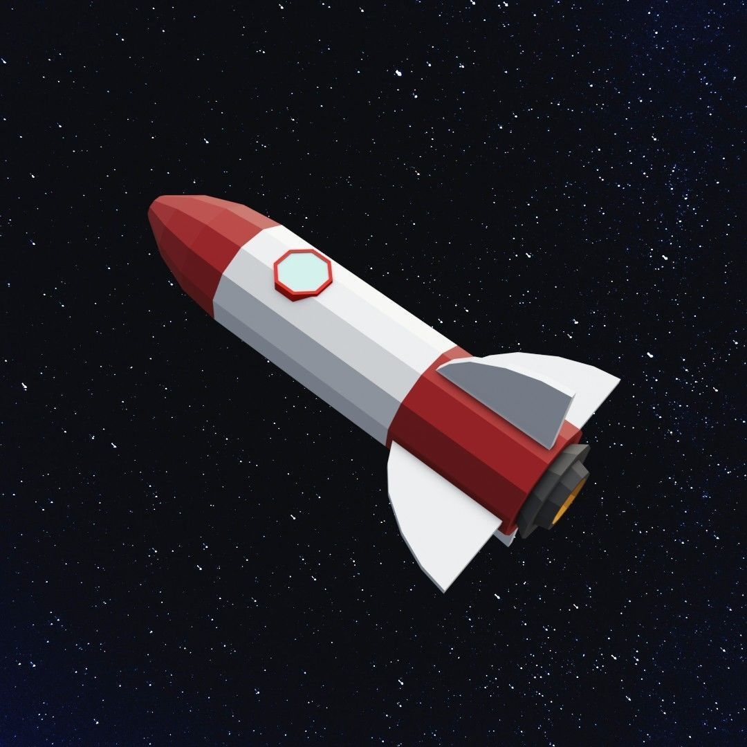Space rocket Low-poly 3D model_1