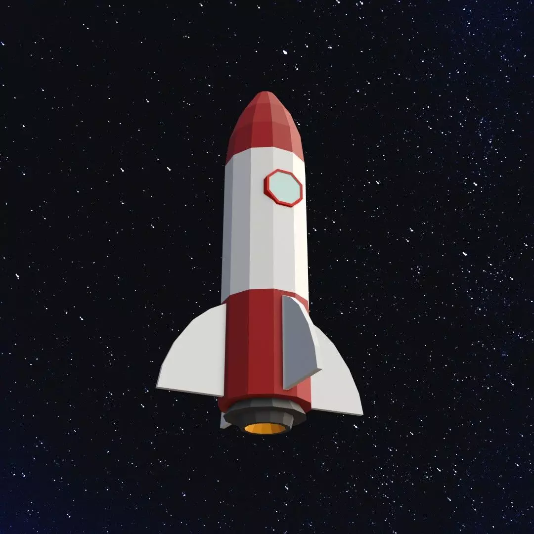 Space rocket Low-poly 3D model_0