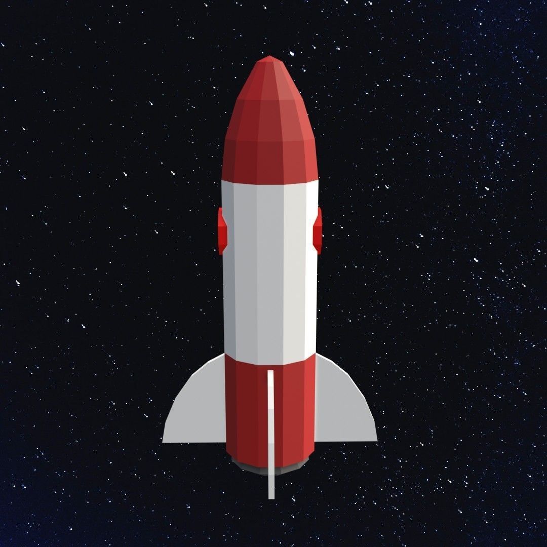 Space rocket Low-poly 3D model_3
