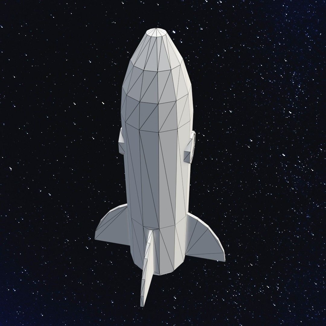 Space rocket Low-poly 3D model_13