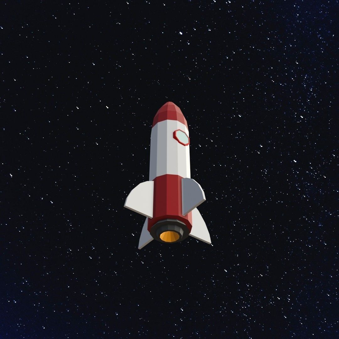 Space rocket Low-poly 3D model_4