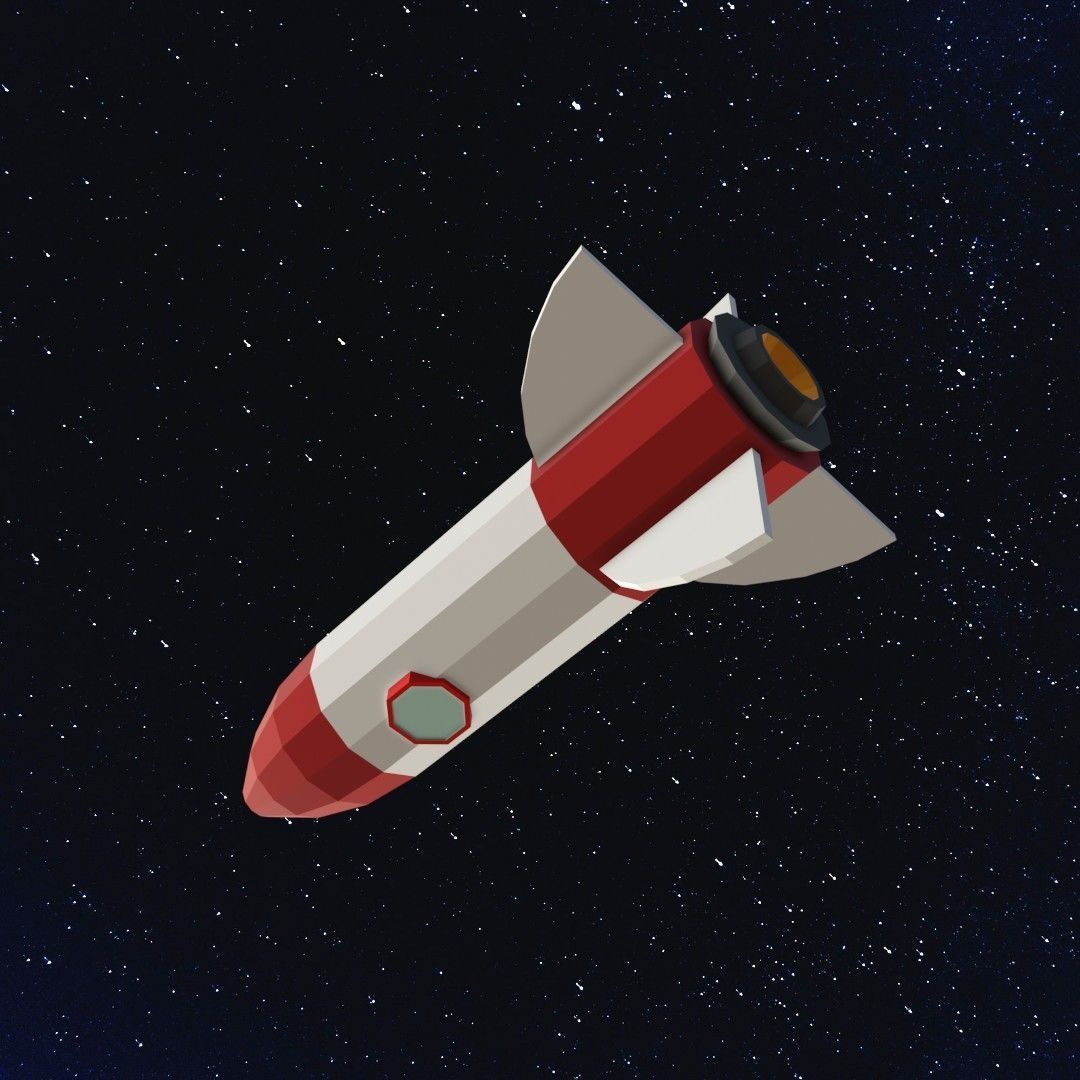 Space rocket Low-poly 3D model_9