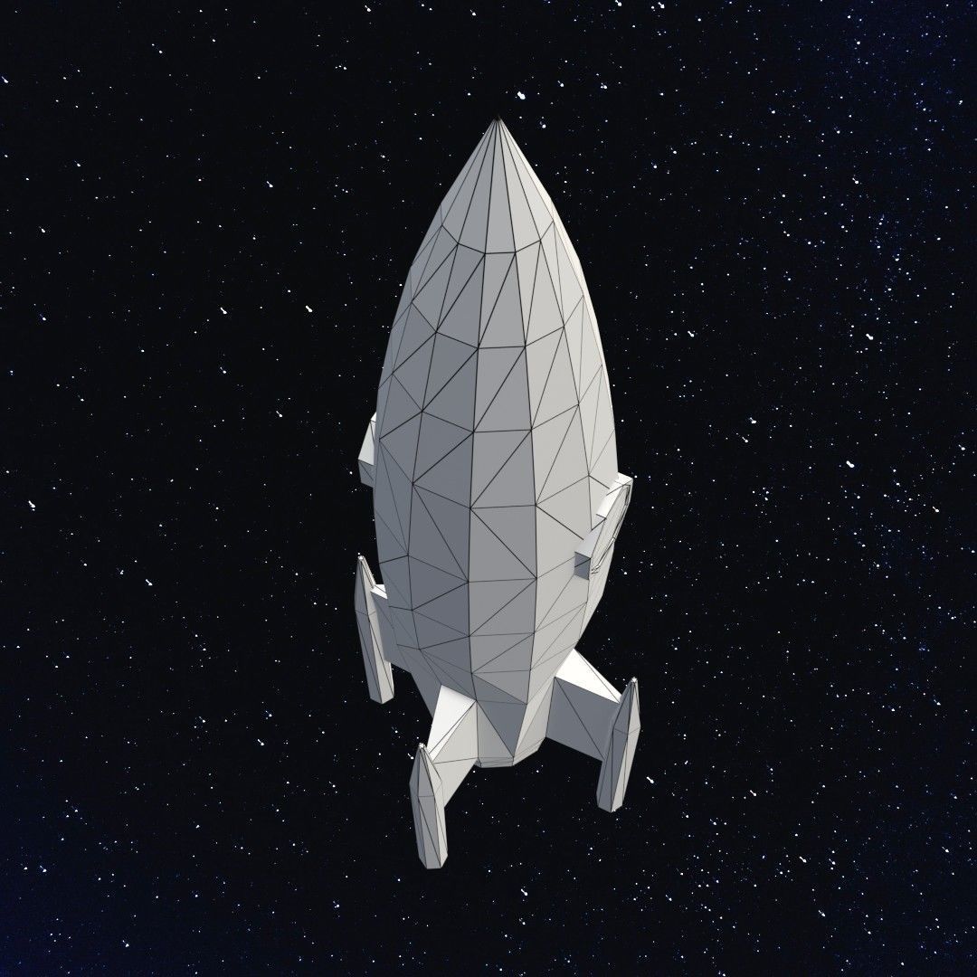 Space rocket Low-poly 3D model_12
