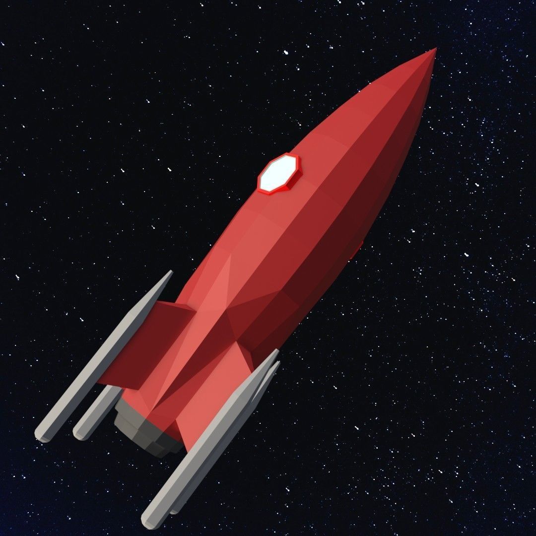 Space rocket Low-poly 3D model_3