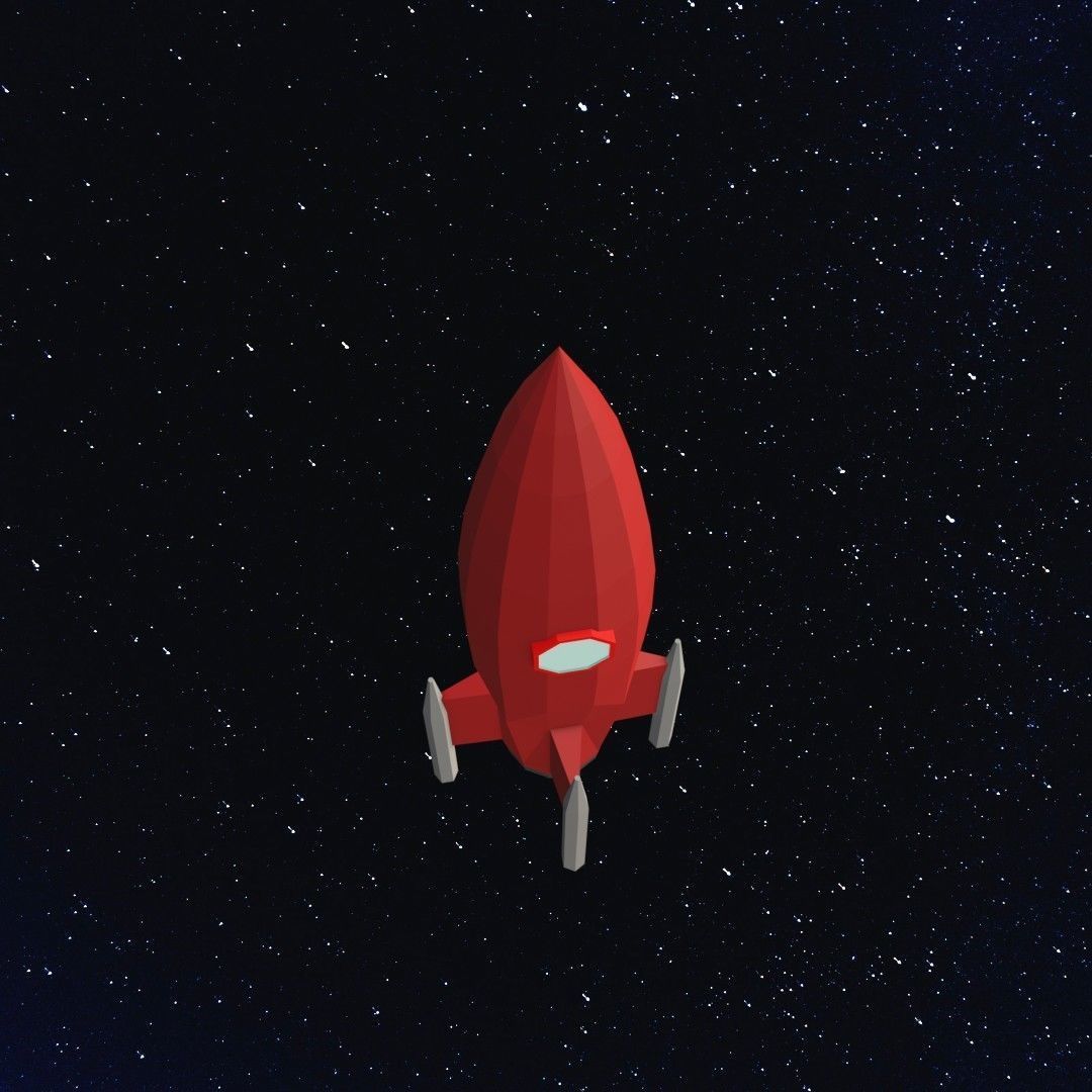 Space rocket Low-poly 3D model_8