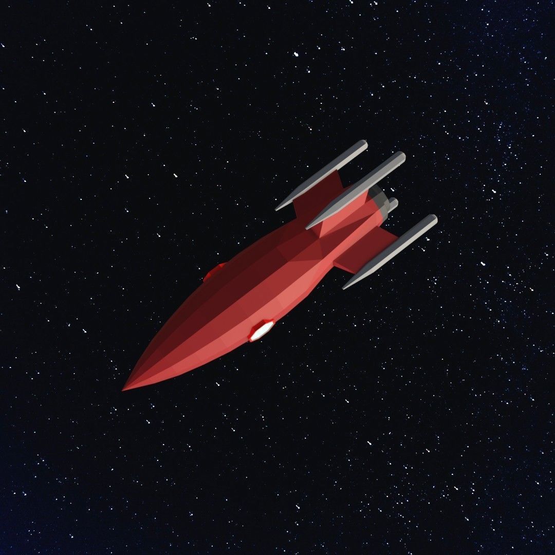 Space rocket Low-poly 3D model_5