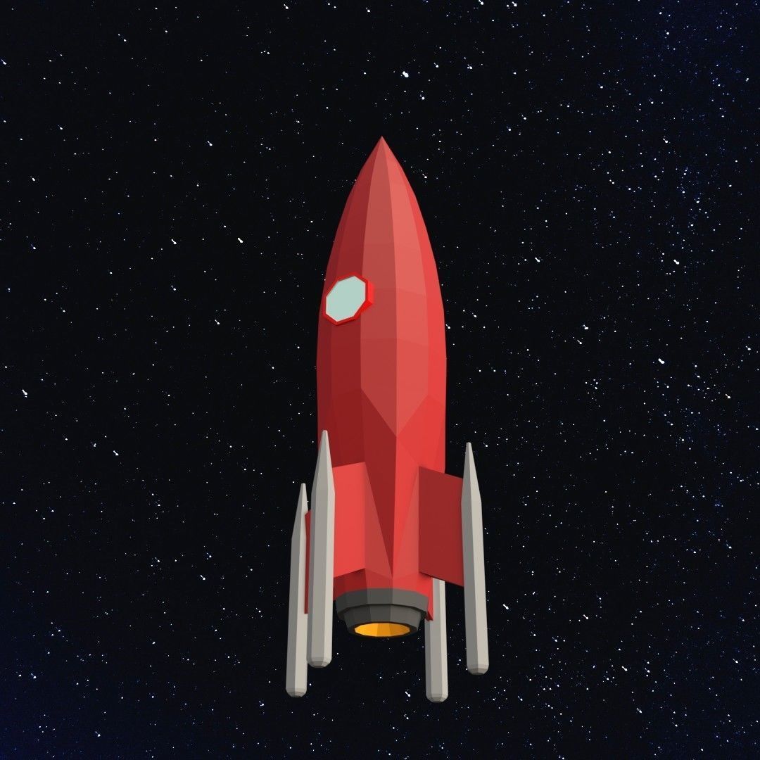 Space rocket Low-poly 3D model_10