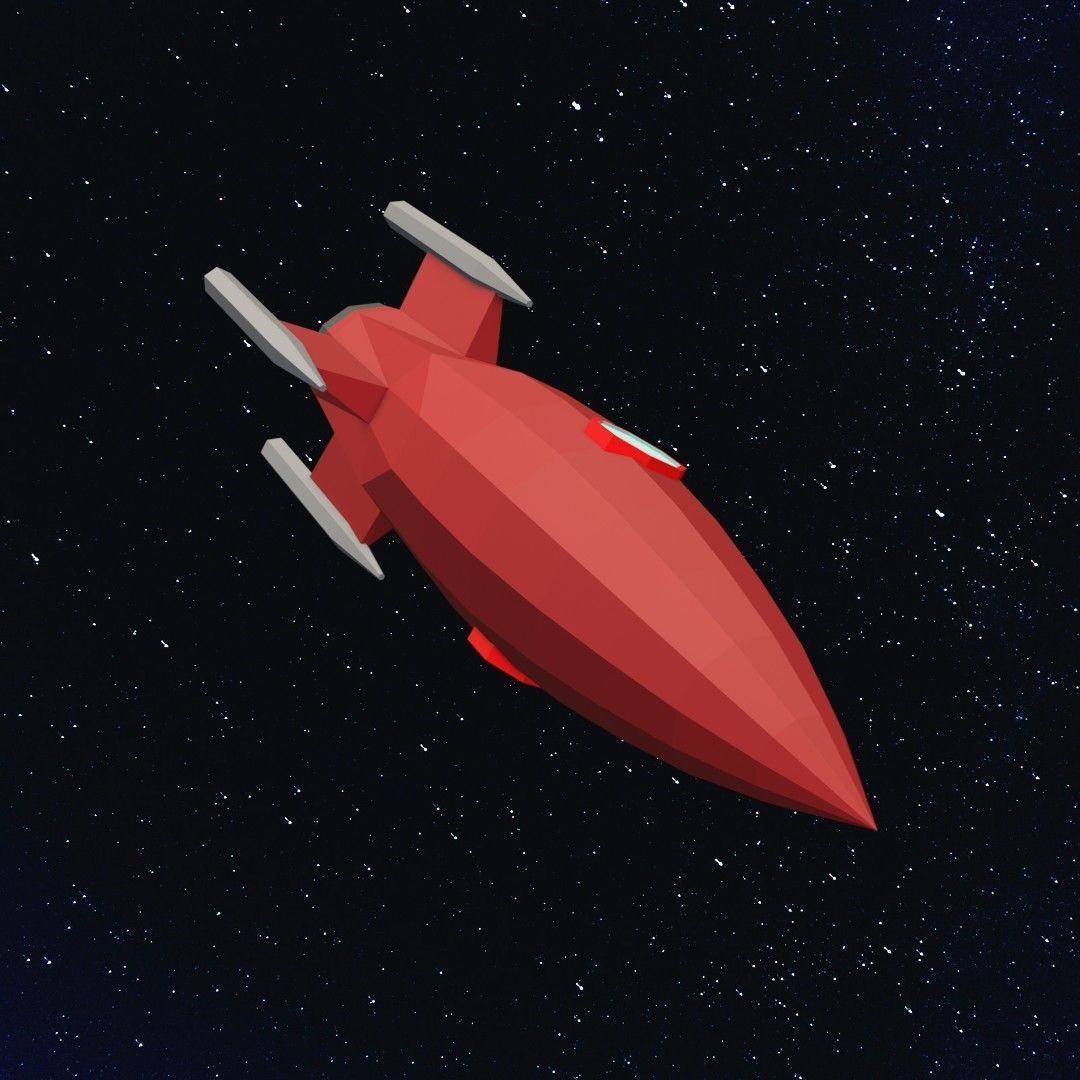 Space rocket Low-poly 3D model_4