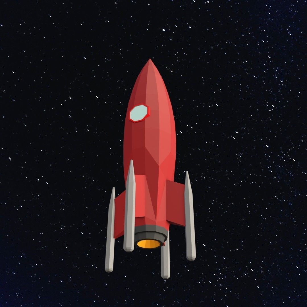 Space rocket Low-poly 3D model_7