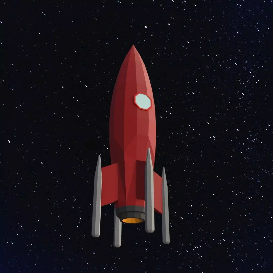 Space rocket Low-poly 3D model_0