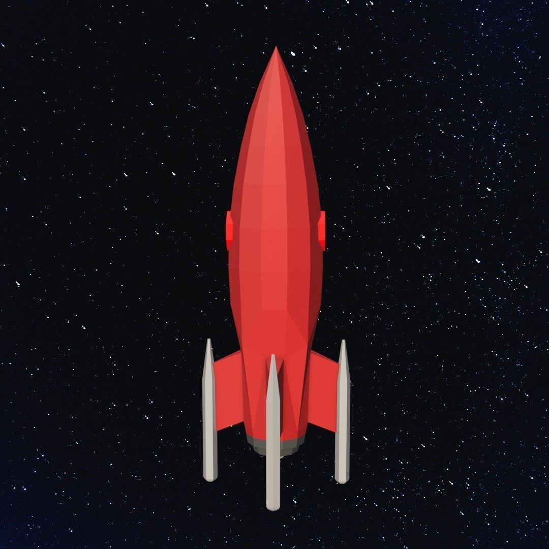 Space rocket Low-poly 3D model_9