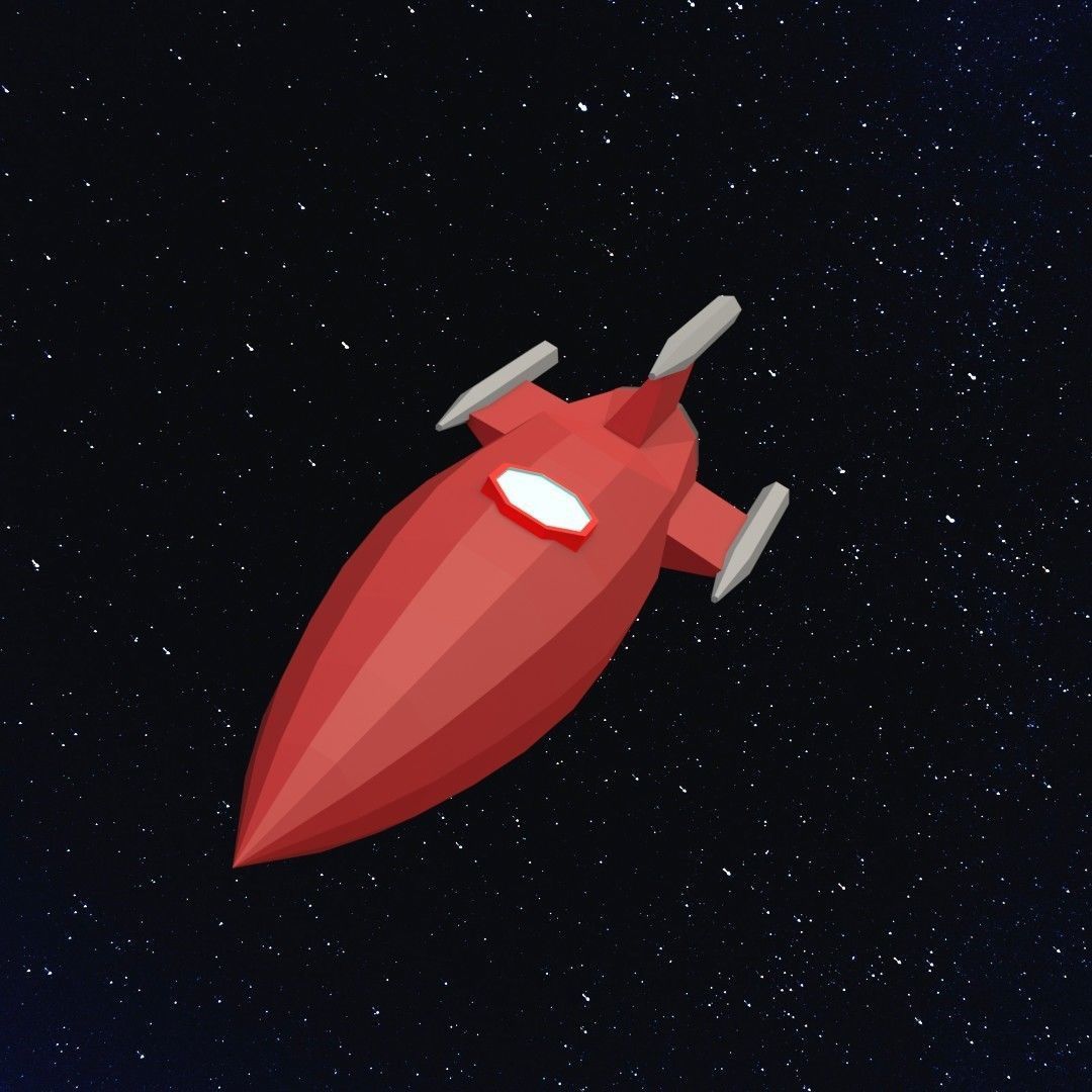 Space rocket Low-poly 3D model_1