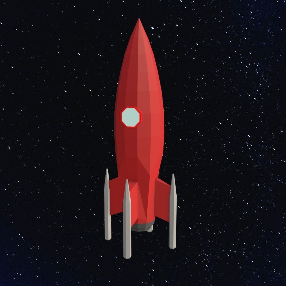 Space rocket Low-poly 3D model_2